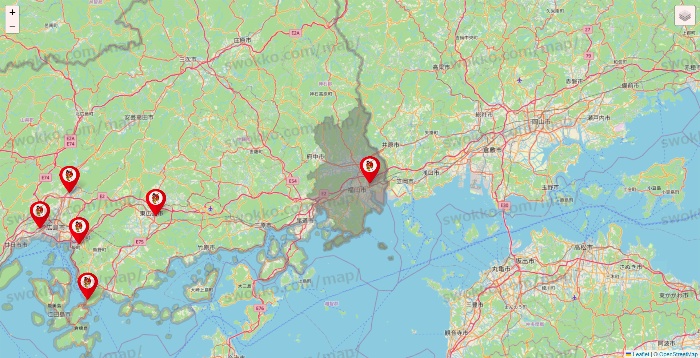 広島県の釣りのポイントの店舗地図