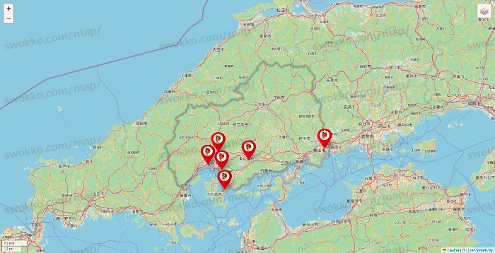 広島県の釣りのポイントの店舗地図