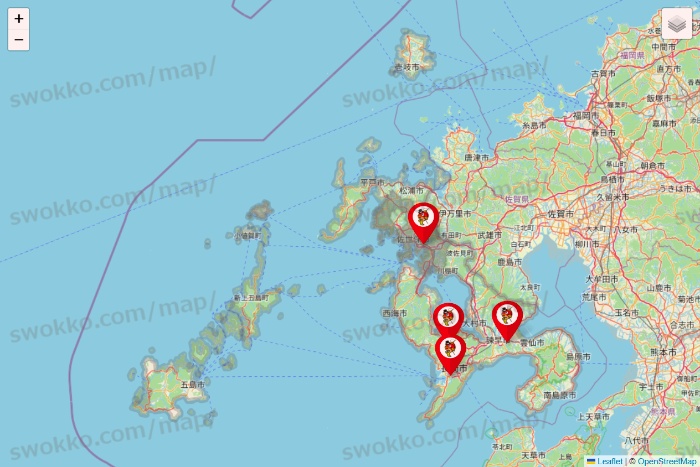 長崎県の釣りのポイントの店舗地図