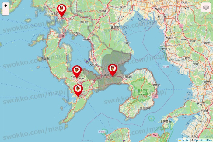 長崎県の釣りのポイントの店舗地図