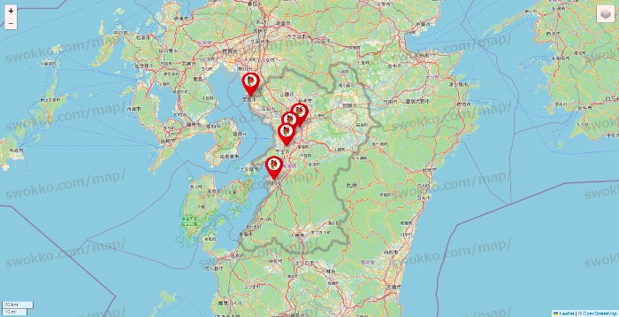 熊本県の釣りのポイントの店舗地図