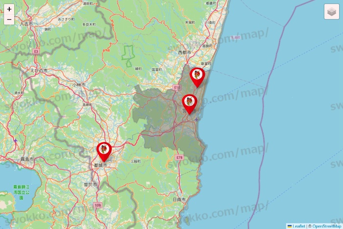 宮崎県の釣りのポイントの店舗地図
