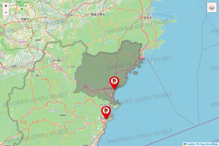 宮崎県の釣りのポイントの店舗地図