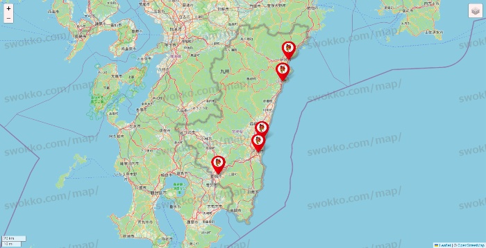 宮崎県の釣りのポイントの店舗地図
