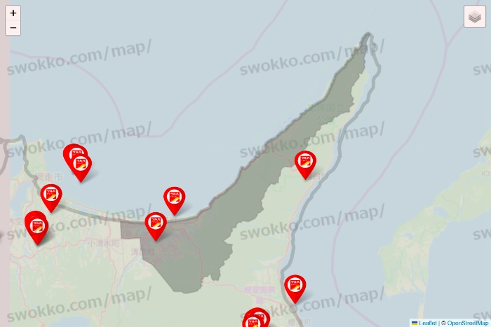 北海道のツルハドラッグ系の店舗地図