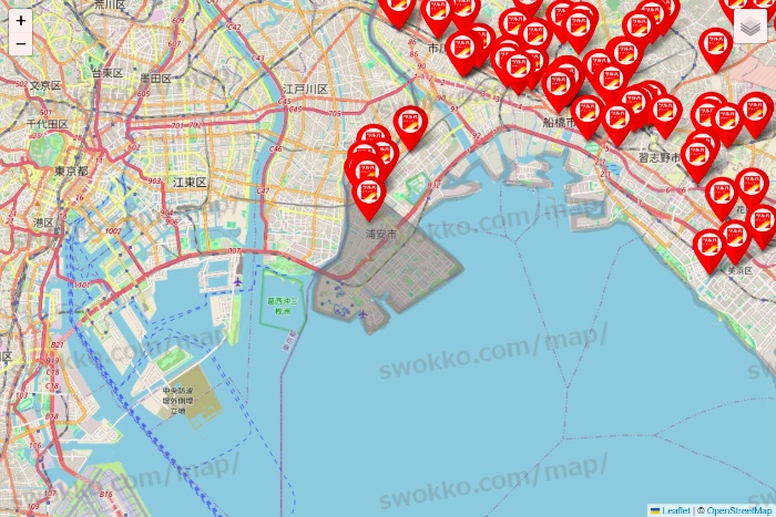 千葉県のツルハドラッグ系の店舗地図