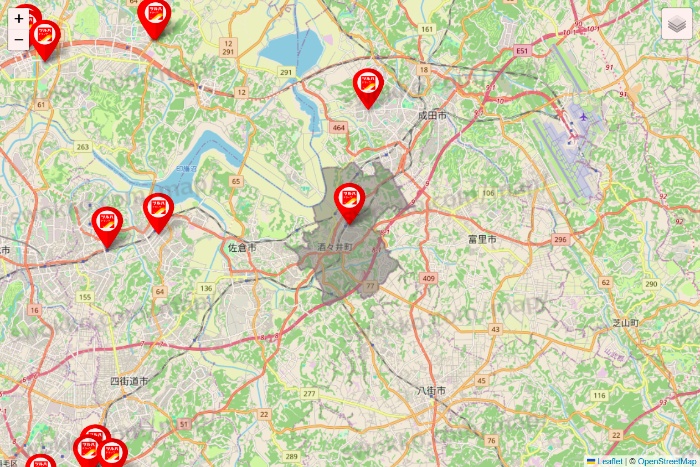 千葉県のツルハドラッグ系の店舗地図