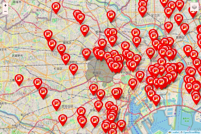 東京都のツルハドラッグ系の店舗地図