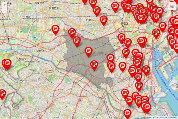 東京都のツルハドラッグ系の店舗地図