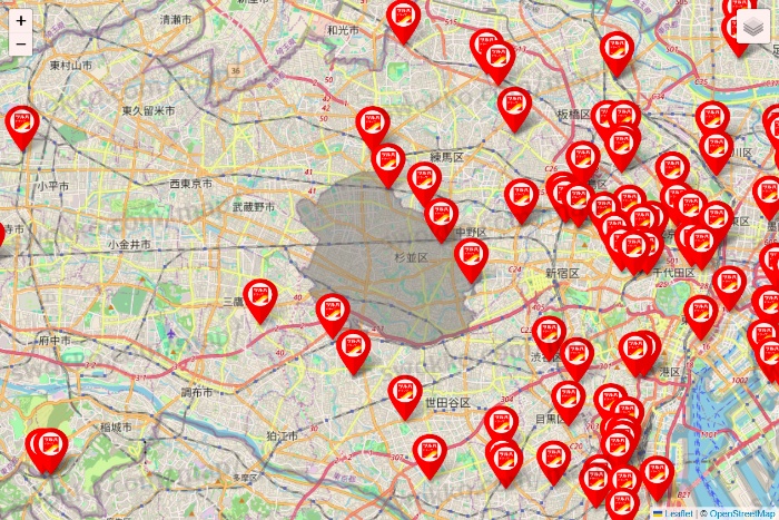 東京都のツルハドラッグ系の店舗地図