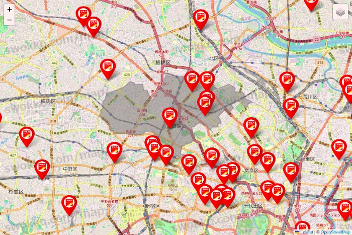 東京都のツルハドラッグ系の店舗地図