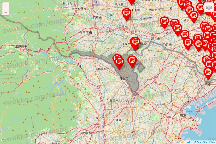 東京都のツルハドラッグ系の店舗地図