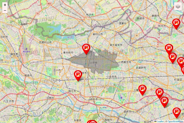 東京都のツルハドラッグ系の店舗地図
