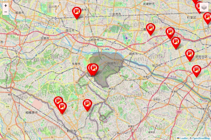 東京都のツルハドラッグ系の店舗地図