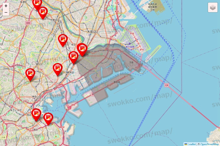 神奈川県のツルハドラッグ系の店舗地図
