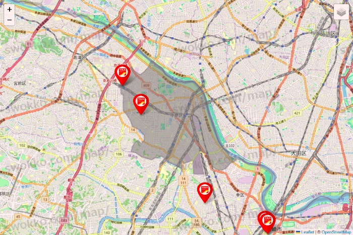 神奈川県のツルハドラッグ系の店舗地図