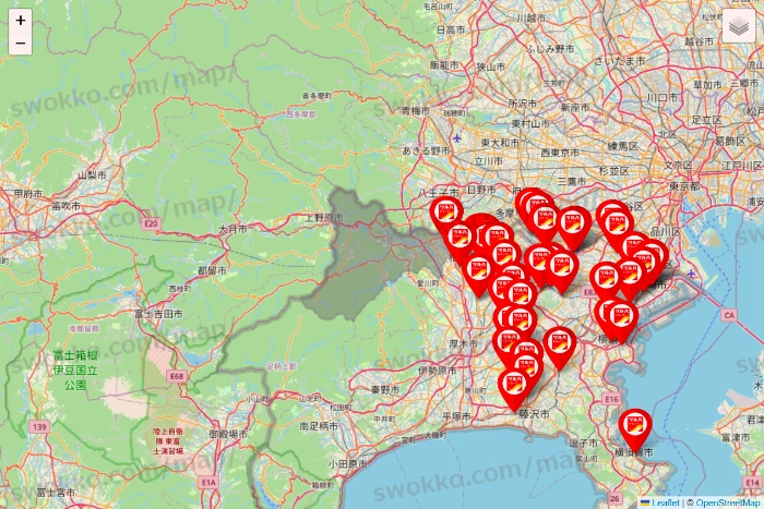 神奈川県のツルハドラッグ系の店舗地図