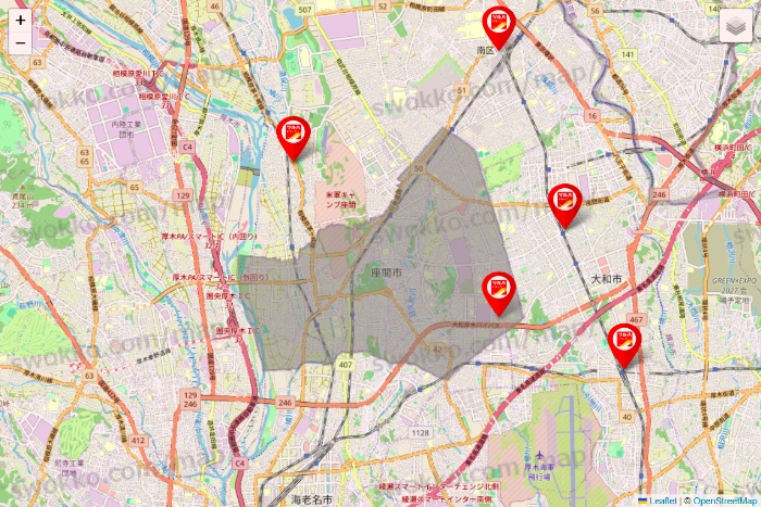 神奈川県のツルハドラッグ系の店舗地図