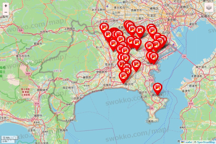 神奈川県のツルハドラッグ系の店舗地図