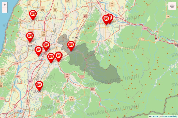 新潟県のツルハドラッグ系の店舗地図