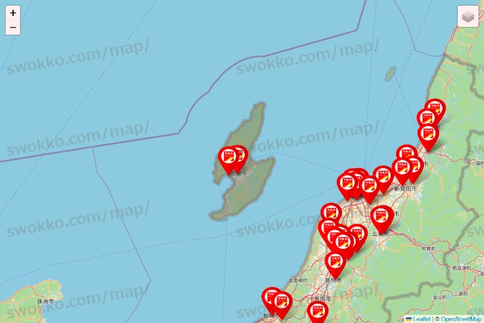 新潟県のツルハドラッグ系の店舗地図