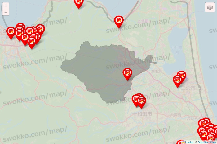 青森県のツルハドラッグ系の店舗地図