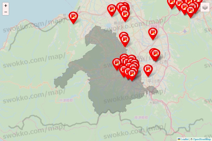 青森県のツルハドラッグ系の店舗地図