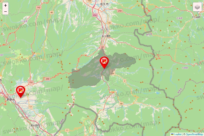 長野県のツルハドラッグ系の店舗地図