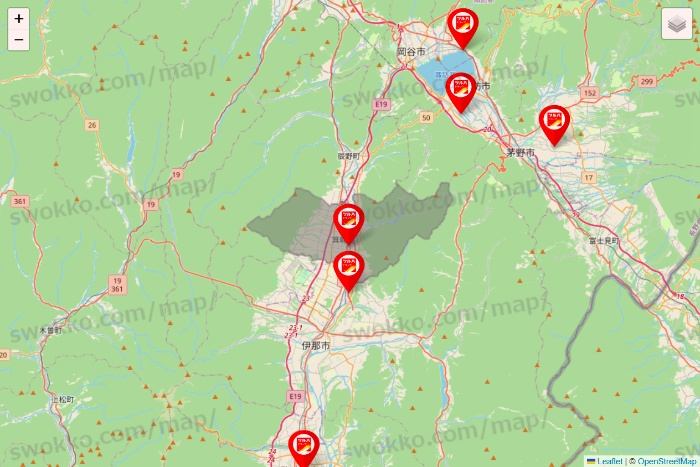 長野県のツルハドラッグ系の店舗地図
