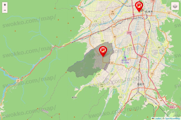 長野県のツルハドラッグ系の店舗地図