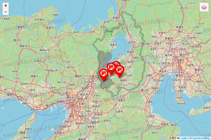 滋賀県のツルハドラッグ系の店舗地図