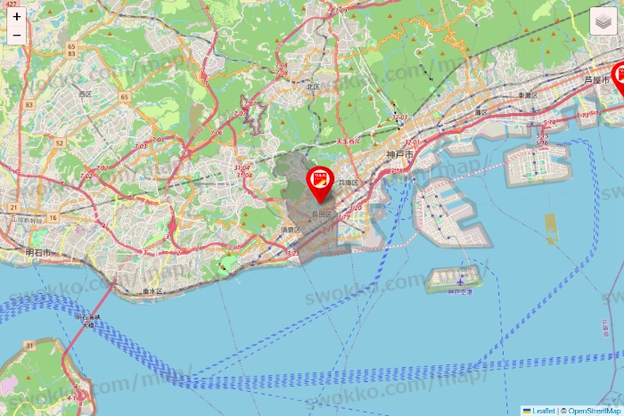 兵庫県のツルハドラッグ系の店舗地図