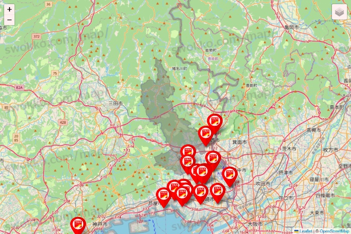 兵庫県のツルハドラッグ系の店舗地図