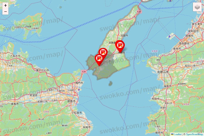 兵庫県のツルハドラッグ系の店舗地図