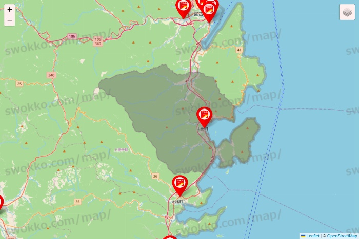 岩手県のツルハドラッグ系の店舗地図