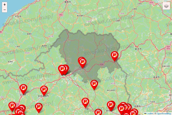 広島県のツルハドラッグ系の店舗地図