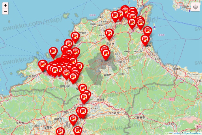 福岡県のツルハドラッグ系の店舗地図