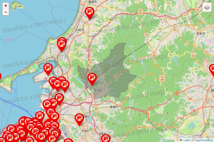 福岡県のツルハドラッグ系の店舗地図