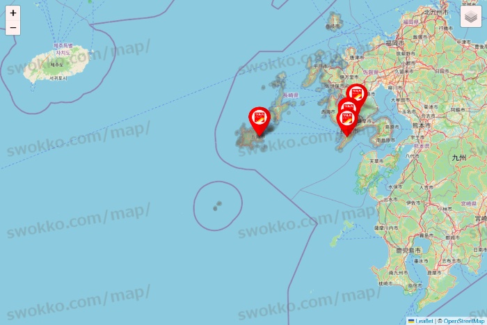 長崎県のツルハドラッグ系の店舗地図