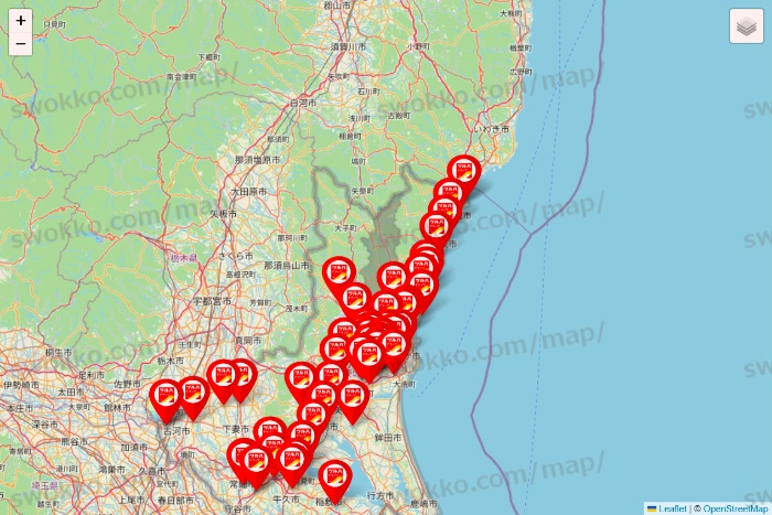 茨城県のツルハドラッグ系の店舗地図