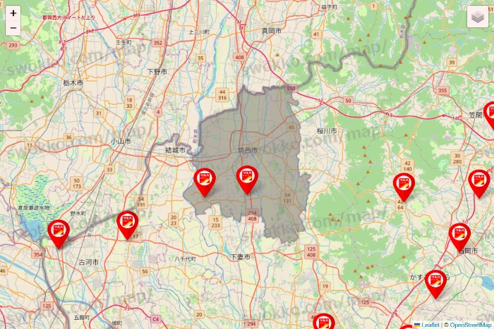 茨城県のツルハドラッグ系の店舗地図