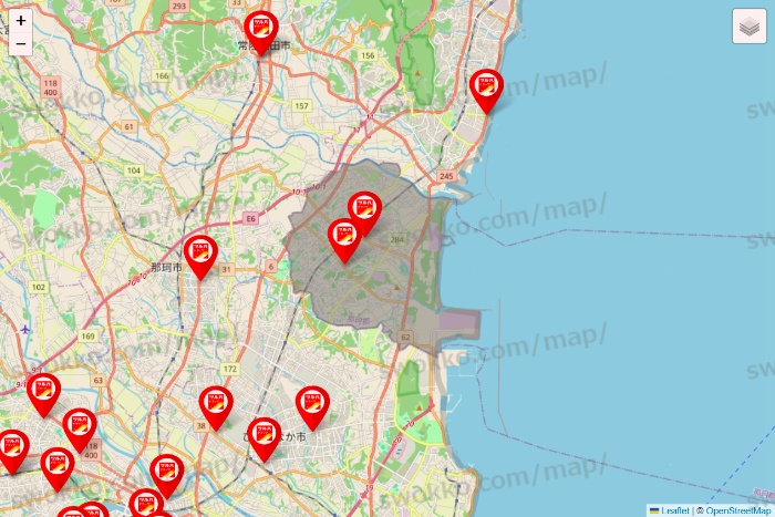 茨城県のツルハドラッグ系の店舗地図