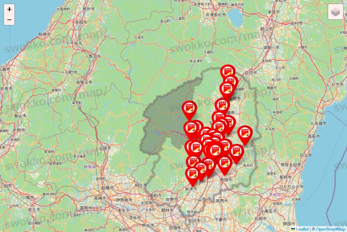 栃木県のツルハドラッグ系の店舗地図