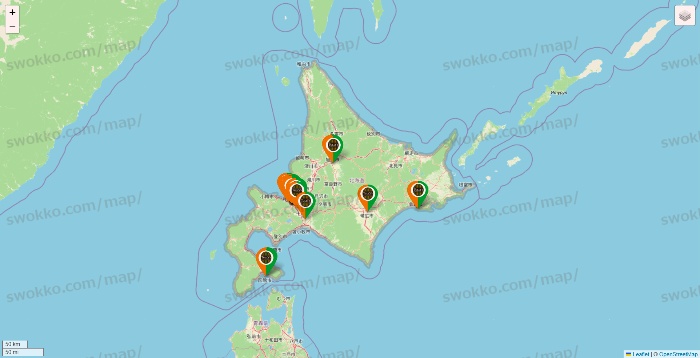 北海道のタリーズの店舗地図