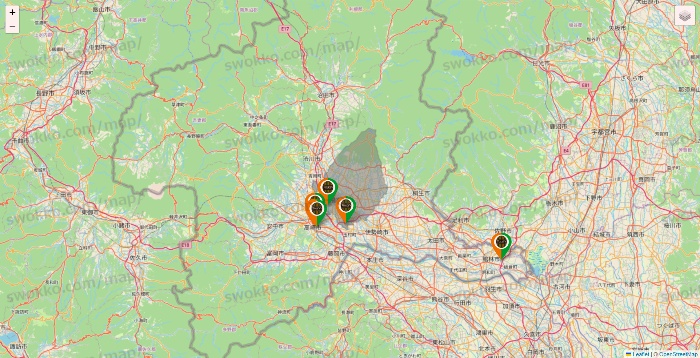 群馬県のタリーズの店舗地図