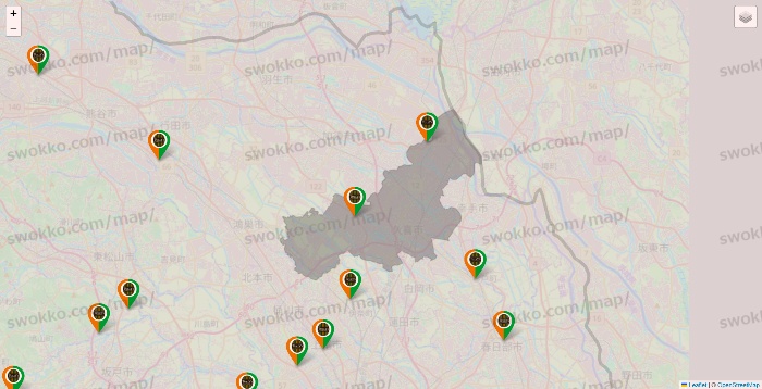 埼玉県のタリーズの店舗地図