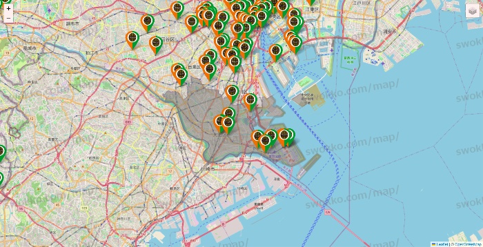 東京都のタリーズの店舗地図