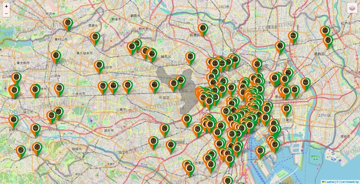 東京都のタリーズの店舗地図