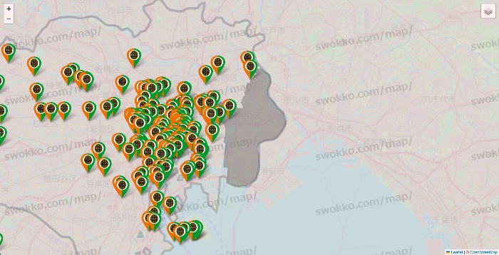 東京都のタリーズの店舗地図