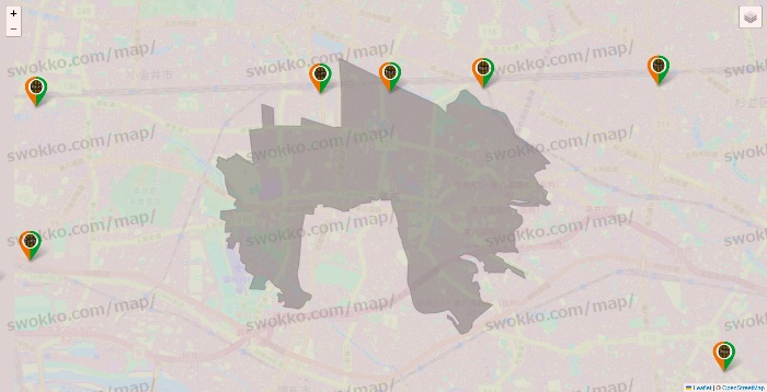 東京都のタリーズの店舗地図
